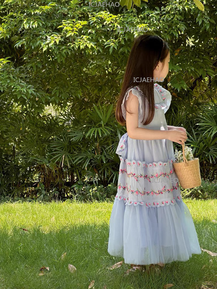 Summer Kids Clothing - ชุดเดรสเด็กผู้หญิงใหม่ 2026 ชุดเดรสฤดูร้อนสำหรับงานปาร์ตี้ ชุดแฟนซีเด็ก เสื้อผ้าเด็กสไตล์ปักลายดอกไม้ ชุดเจ้าหญิงพองๆ