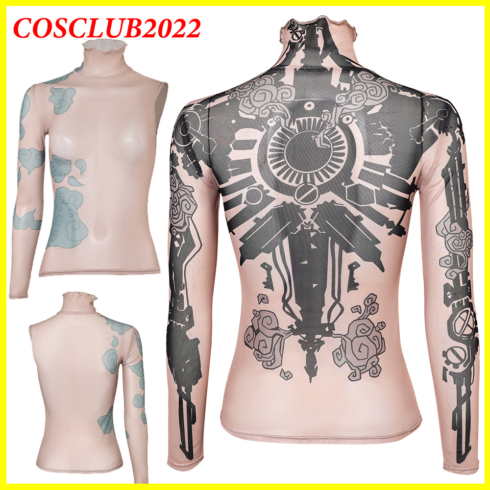 Summer Clothing Cheap - เสื้อคอสเพลย์ตัวละครจินซ์จากเกม LOL สำหรับผู้หญิง พร้อมสติกเกอร์ลายสัก ชุดแฟนซีสำหรับฤดูร้อน ชุดแต่งกายสำหรับงานปาร์ตี้ฮาโลวีน