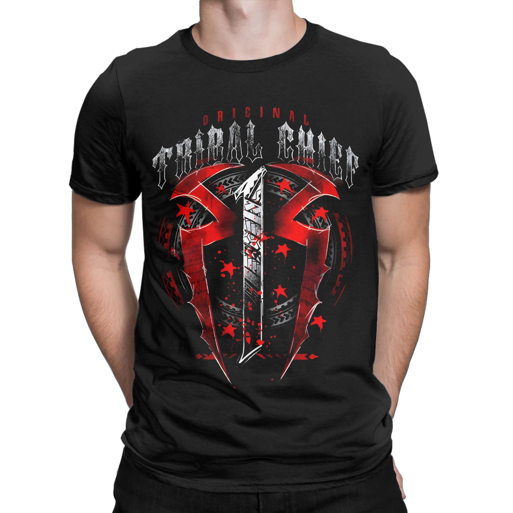 Summer Reign Clothing - เสื้อยืดลายหัวหน้าเผ่า Creative Romans สำหรับผู้ชาย คอกลม ผ้าฝ้าย