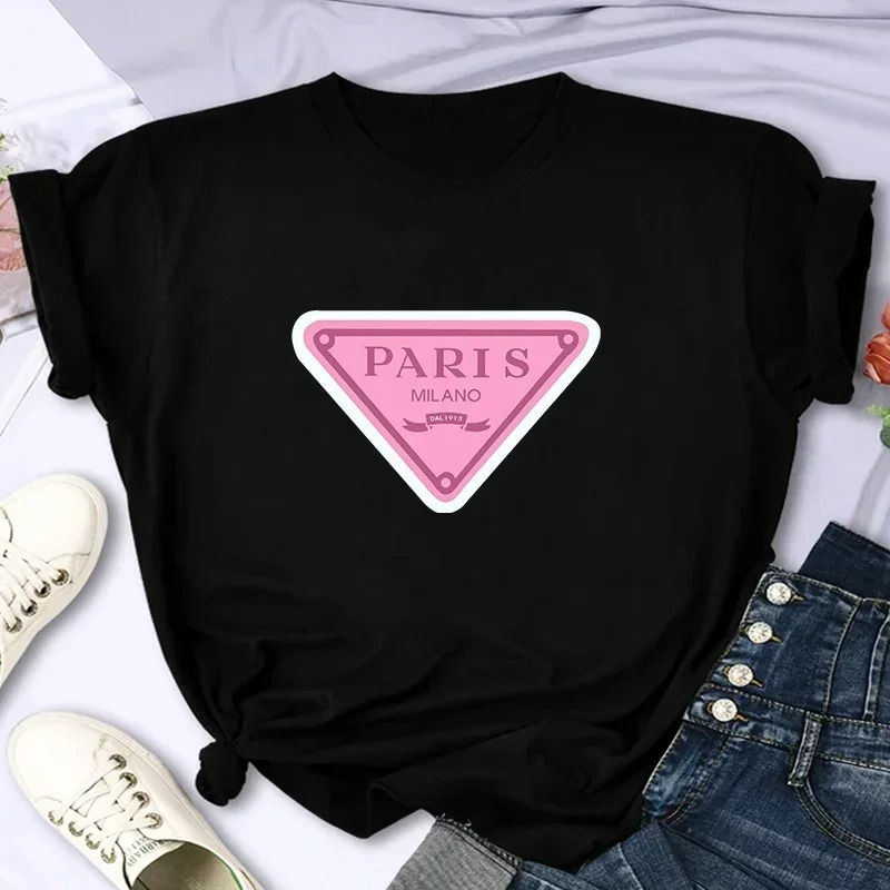 Summer Clothing In Paris - เสื้อยืดพิมพ์ลายฤดูร้อนสำหรับผู้หญิงแบรนด์หรูจากปารีส สไตล์ลำลอง Y2K แขนสั้น คอกลม แฟชั่นฮาราจูกุ