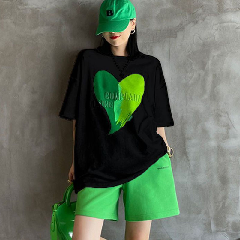 Summer Clothing Young Women - เสื้อแฟชั่นคอกลมแขนสั้นพิมพ์ลายตัวอักษร เสื้อผ้าผู้หญิงสำหรับฤดูร้อน รุ่นใหม่ทรงหลวมสไตล์วัยรุ่น เสื้อลำลอง