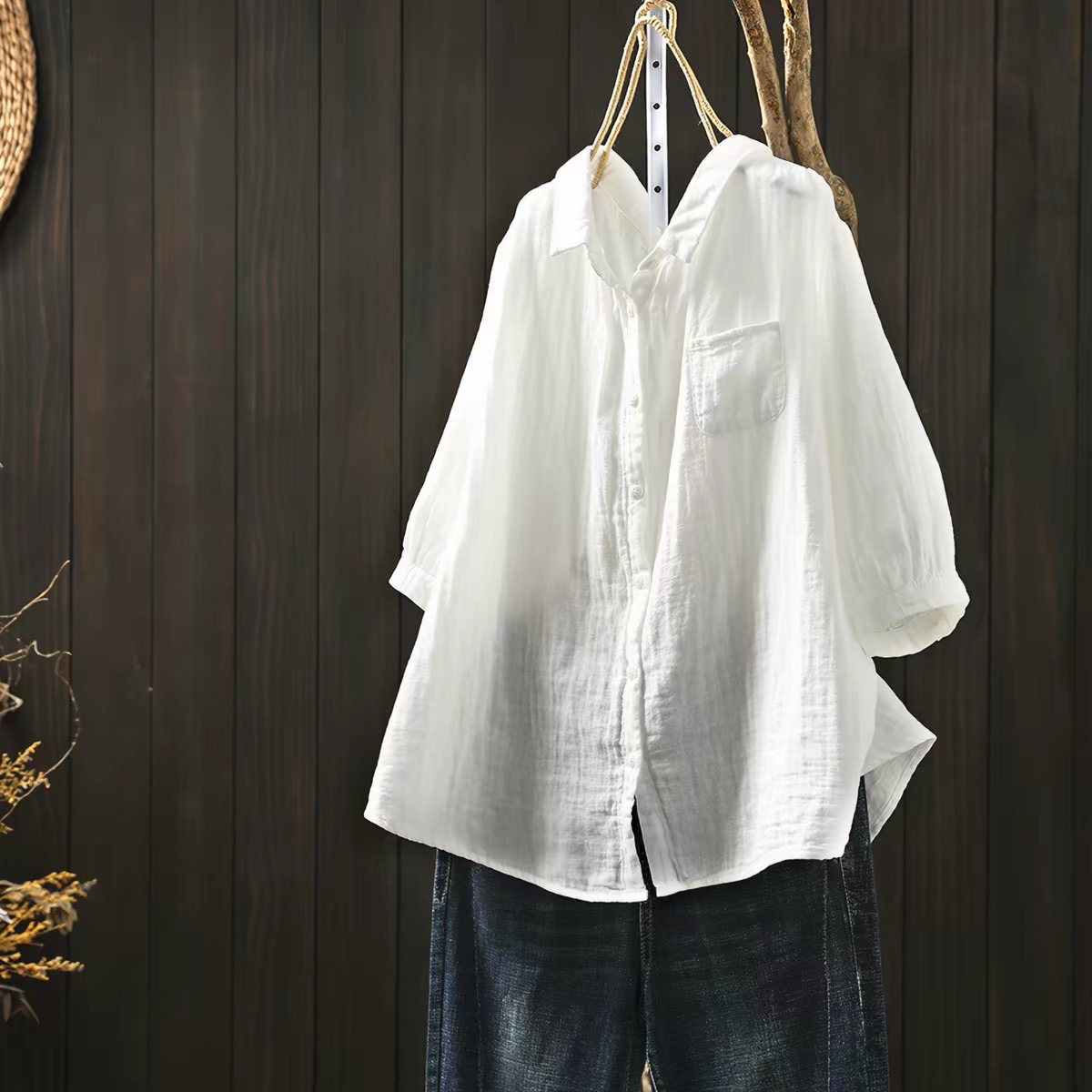 Summer Clothing Yarn - เสื้อผ้าผู้หญิงไซส์ใหญ่ สไตล์ญี่ปุ่น ผ้าฝ้าย สีชมพู ฟ้า เขียว
