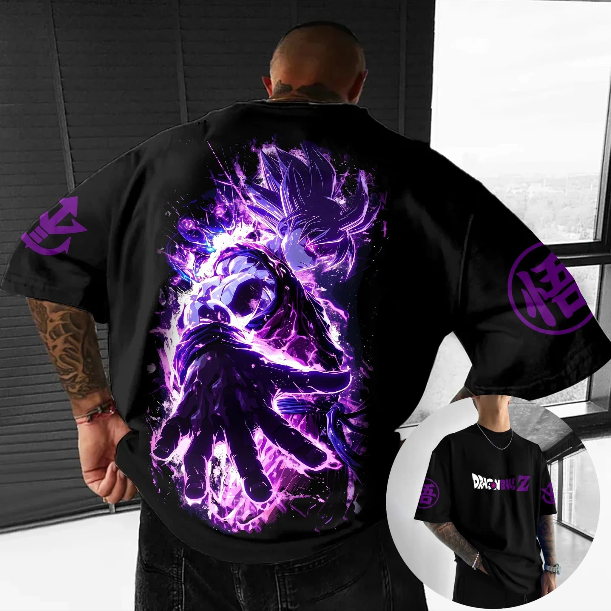 Summer Clothing Ego - เสื้อยืดลายกราฟิกสีม่วง รุ่นลำลอง สปอร์ต สำหรับผู้ชาย ลายดราก้อนบอล 2026