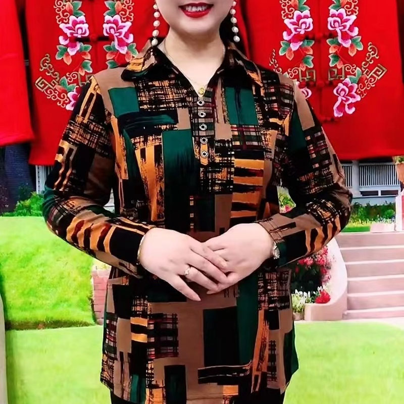 Summer Clothing For 60 Year Old Woman - เสื้อเบลาส์ทรงหลวมแขนยาวมีกระเป๋าคอปกเสื้อสำหรับผู้หญิงเดินทางเสื้อเรขาคณิตฤดูใบไม้ผลิและฤดูใบไม้ร่วง