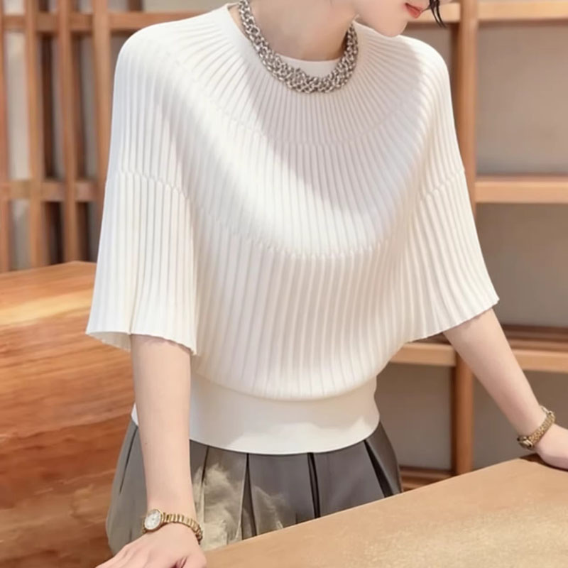 Summer Clothing Yarn - เสื้อผ้าผู้หญิงฤดูร้อน O-Neck เสื้อถักไหมพรมผู้หญิงเสื้อสวมหัวใหม่สีขาวแขนสั้นเสื้อถักไหมพรมเสื้อสวมหัวผู้หญิงเสื้อ 2026 Q3863