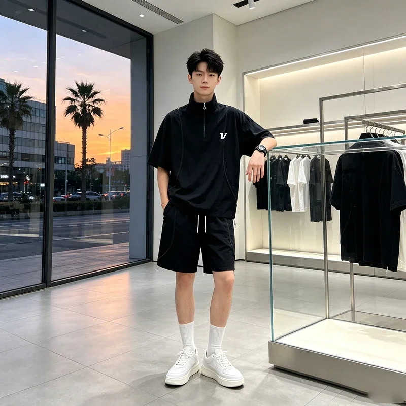 Summer Golf Clothing - ชุดกอล์ฟฤดูร้อนสำหรับคู่รัก ผ้าไหมน้ำแข็ง ระบายอากาศ ป้องกันแสงแดด เสื้อและกางเกงขาสั้น ชุดลำลองสำหรับผู้ชายและผู้หญิง