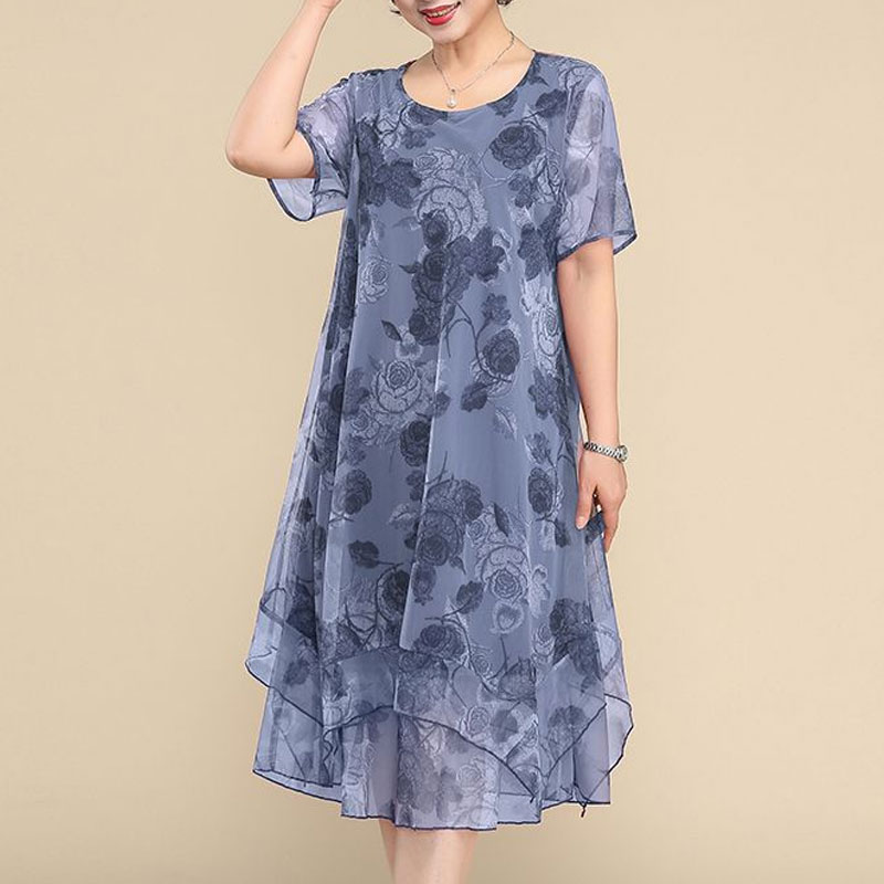 ใหม่ชุดเดรสแขนสั้นคอกลมสำหรับผ - Summer Clothing For 60 Year Old Woman บทวิจารณ์และราคา