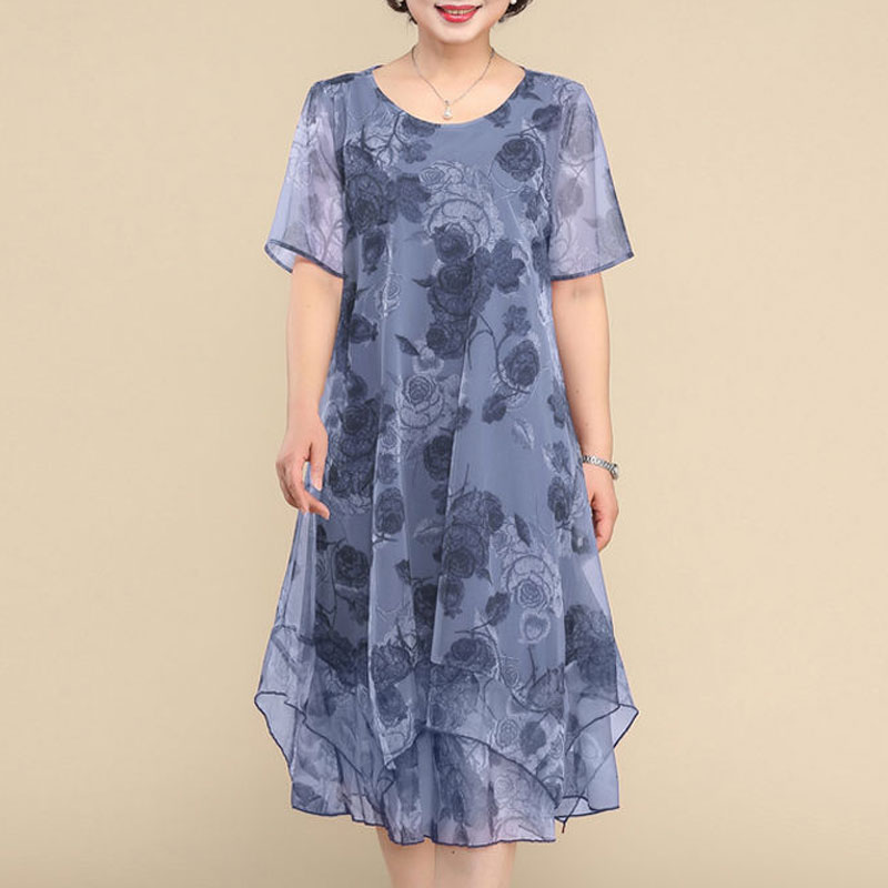 ใหม่ชุดเดรสแขนสั้นคอกลมสำหรับผ - Summer Clothing For 60 Year Old Woman บทวิจารณ์และราคา