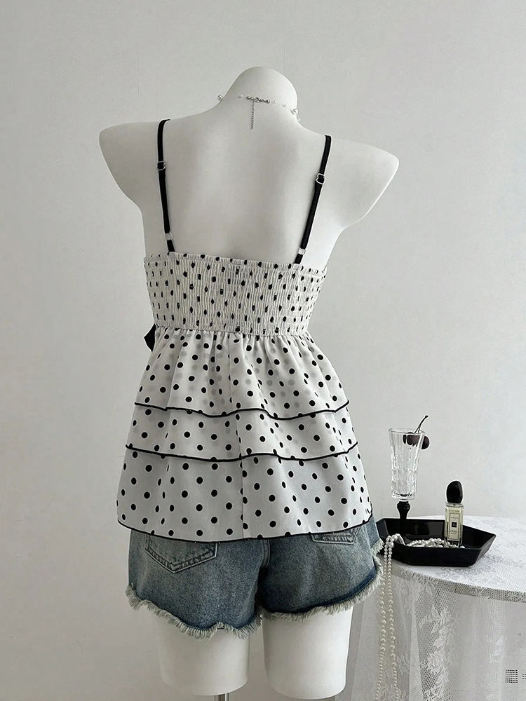 เสื้อสายเดี่ยวลายจุดสไตล์ฝรั่ง - Summer Clothing For 60 Year Old Woman บทวิจารณ์และราคา