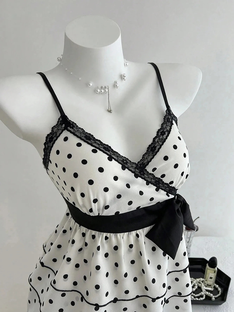 เสื้อสายเดี่ยวลายจุดสไตล์ฝรั่ง - Summer Clothing For 60 Year Old Woman บทวิจารณ์และราคา