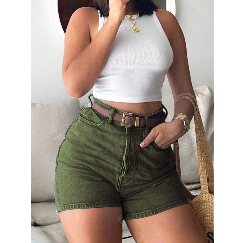 กางเกงยีนส์ขาสั้นเอวสูงทรงสลิม - Summer Clothing Cheap บทวิจารณ์และราคา