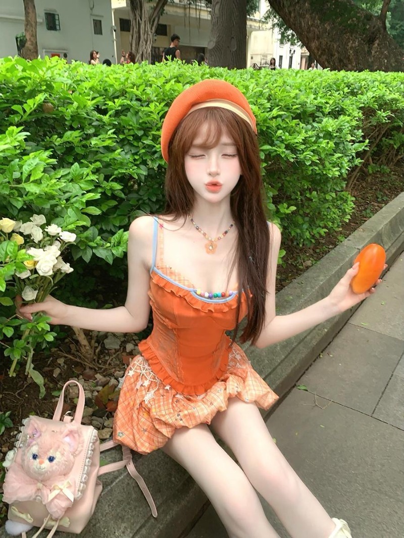 ฤดูร้อนใหม่สีส้มโดปามีนสาวหวาน - Summer Kids Clothing บทวิจารณ์และราคา