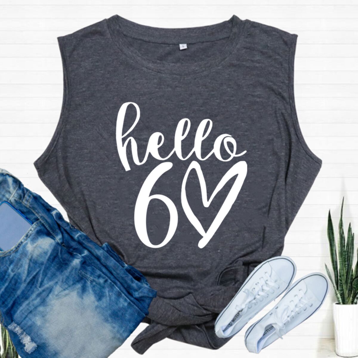 เสื้อกล้ามลายกราฟิก Hello 60 C - Summer Clothing For 60 Year Old Woman บทวิจารณ์และราคา