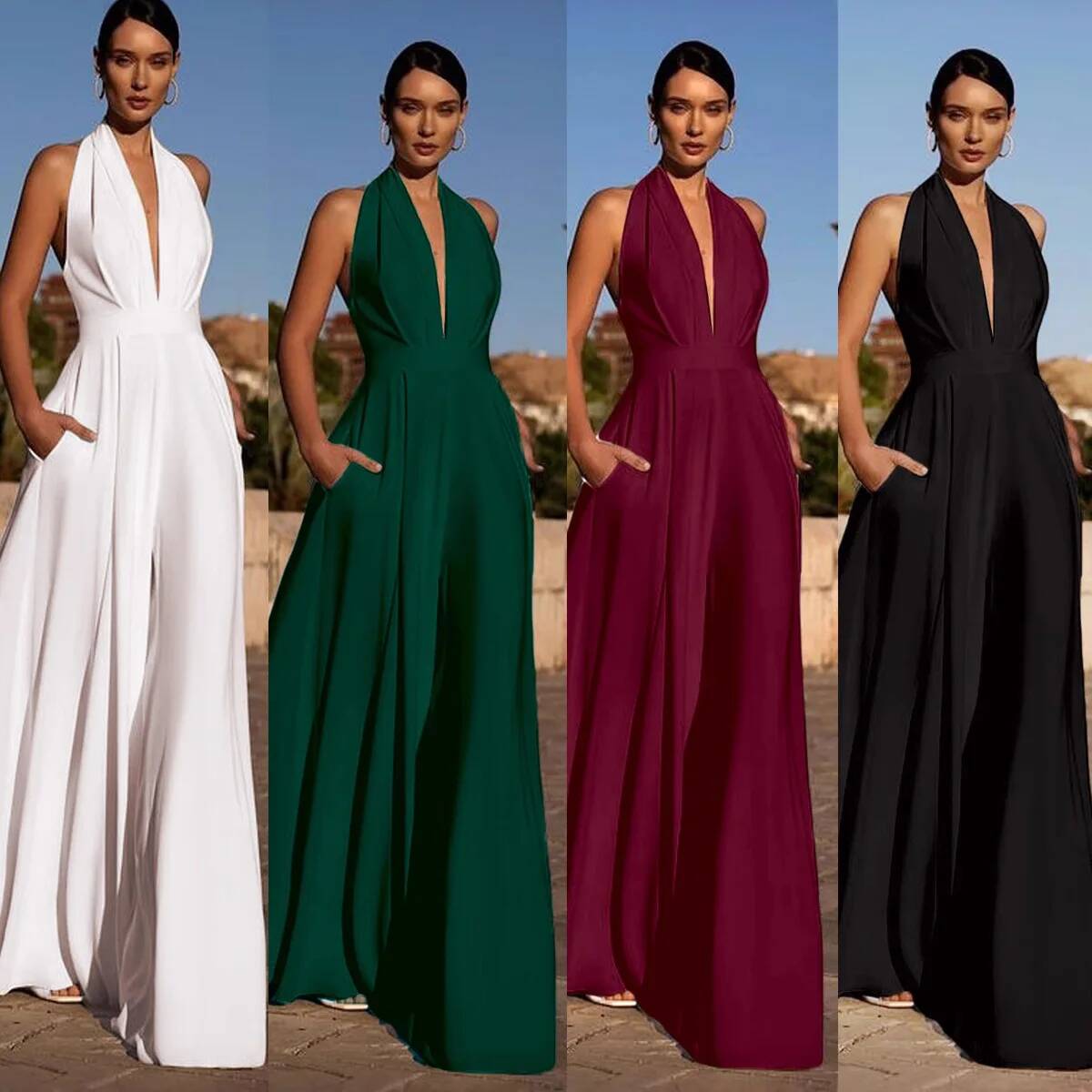 จั๊มสูทเซ็กซี่คอวีลึกสำหรับสาว - Summer Clothing For 60 Year Old Woman บทวิจารณ์และราคา