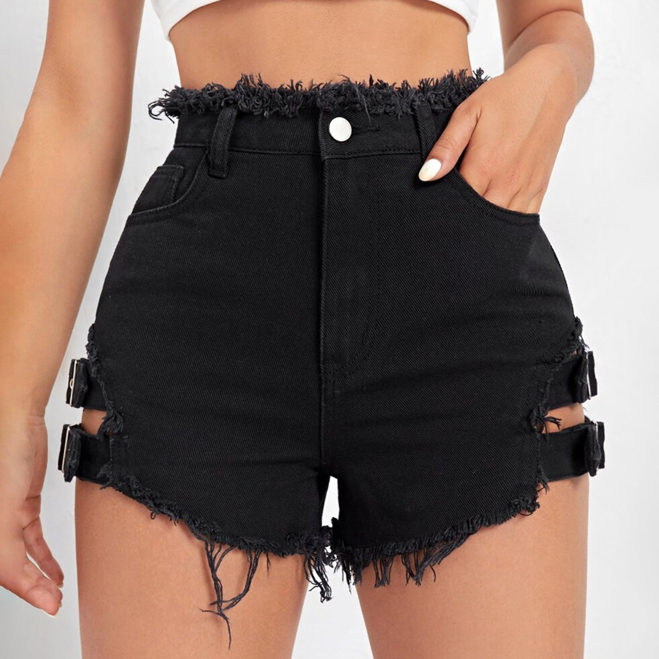 กางเกงยีนส์ขาสั้นเอวสูงสำหรับผ - Summer Clothing Cheap บทวิจารณ์และราคา