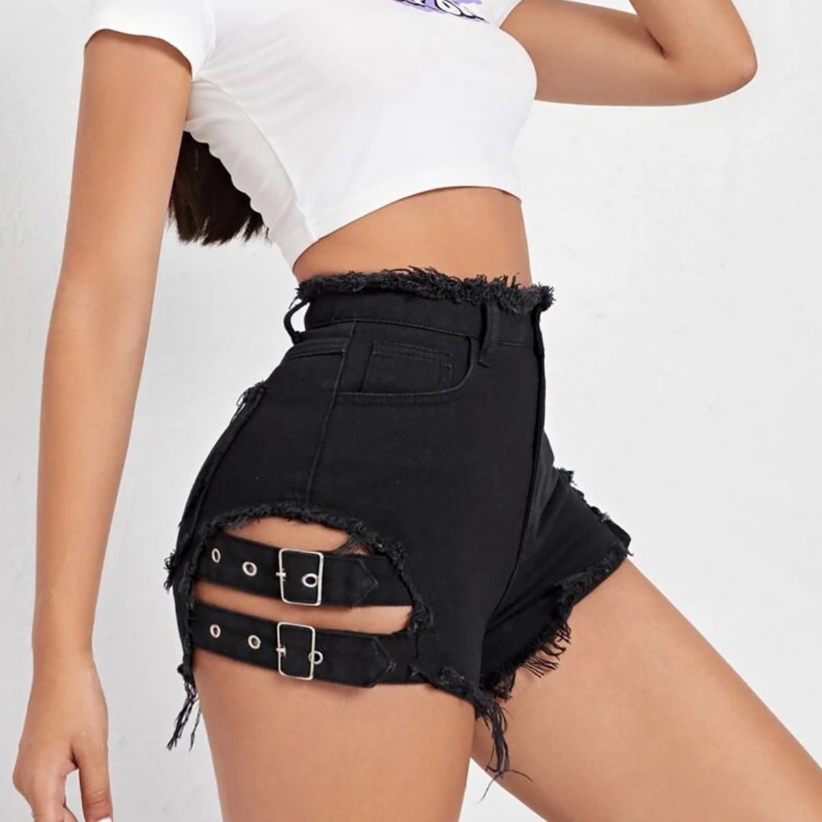 กางเกงยีนส์ขาสั้นเอวสูงสำหรับผ - Summer Clothing Cheap บทวิจารณ์และราคา