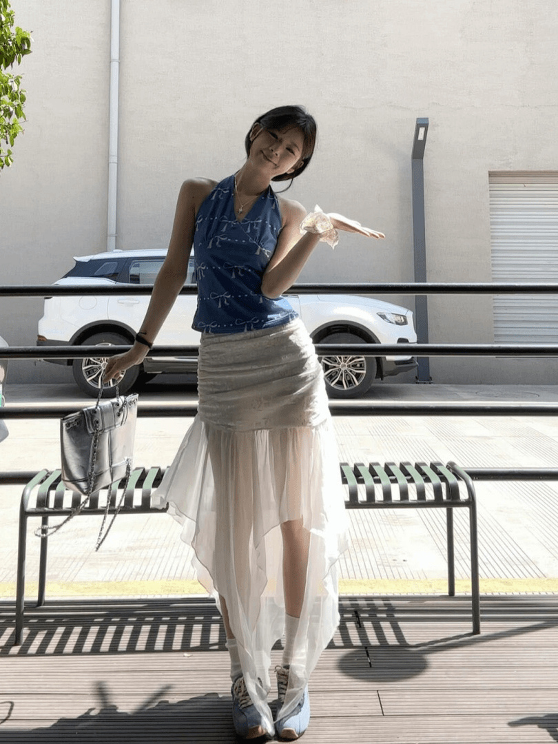 เสื้อครอปสายเดี่ยวเข้ารูปสีฟ้า - Summer Clothing Young Women บทวิจารณ์และราคา