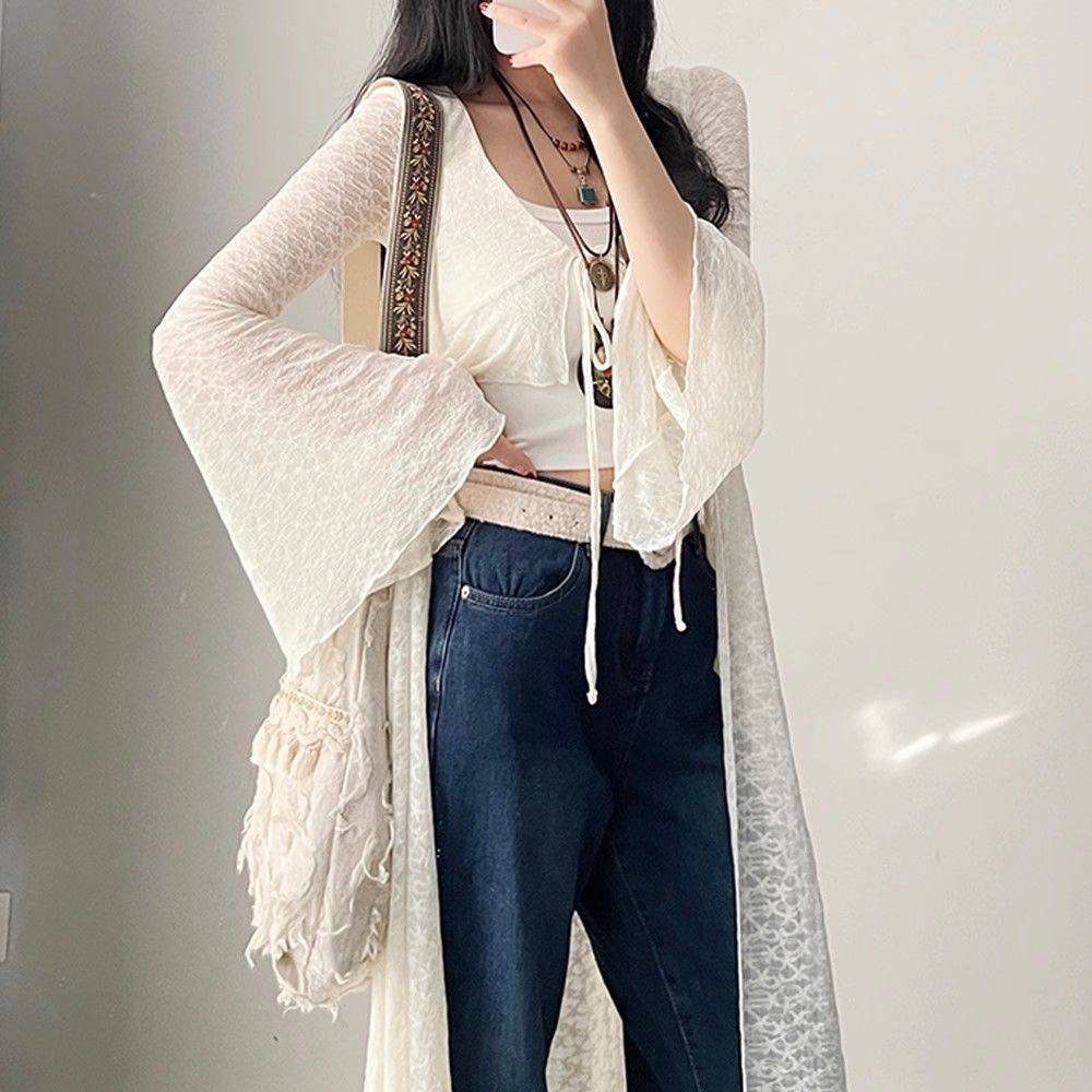 เสื้อคลุมคาร์ดิแกนลูกไม้โอเวอร - Summer Clothing Yarn บทวิจารณ์และราคา