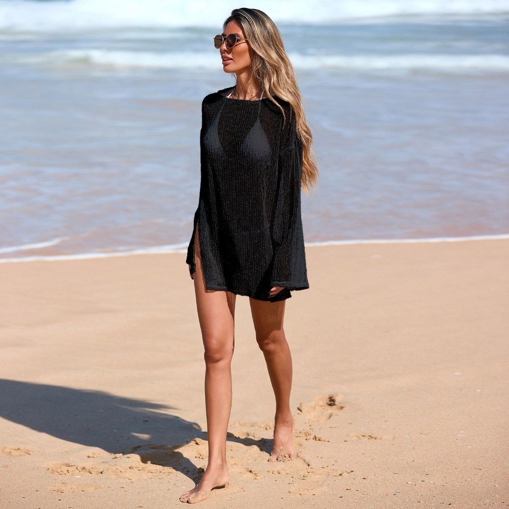 ชุดคลุมชายหาดผ้าตาข่ายสำหรับผู - Swim Cover Up Mesh บทวิจารณ์และราคา