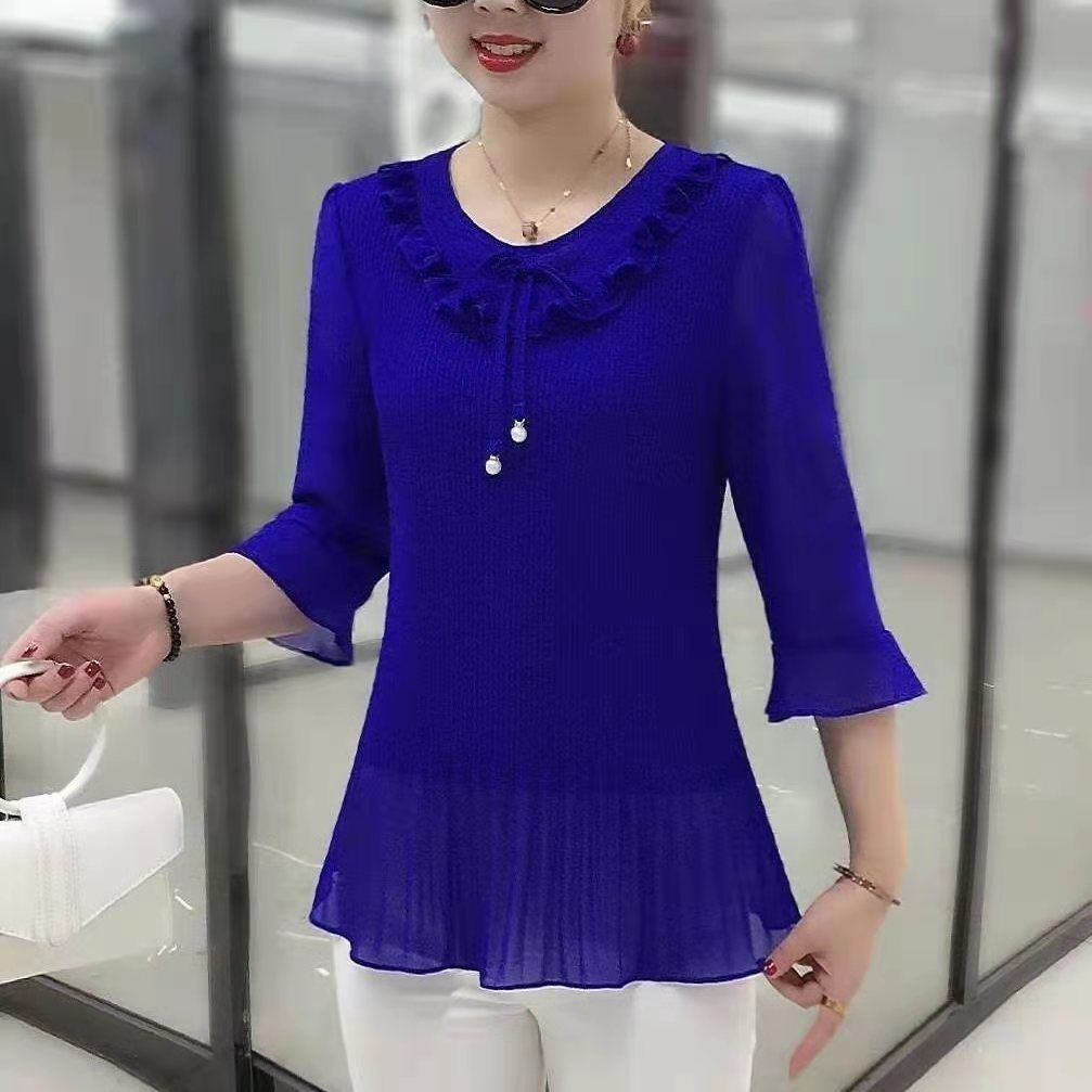เสื้อแฟชั่นคอปกผ้าลูกไม้แบบใหม - Summer Clothing For 60 Year Old Woman บทวิจารณ์และราคา