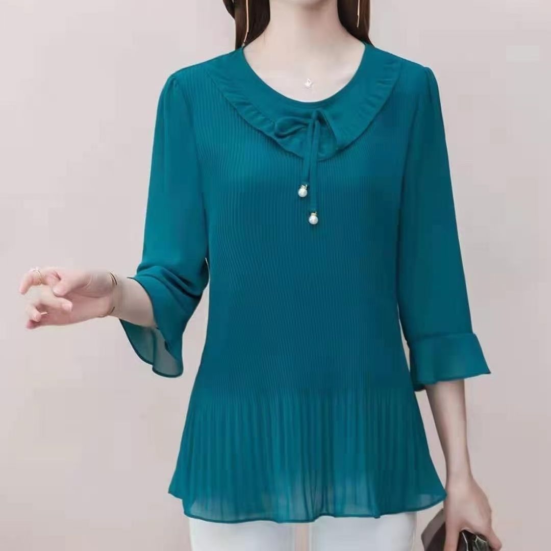 เสื้อแฟชั่นคอปกผ้าลูกไม้แบบใหม - Summer Clothing For 60 Year Old Woman บทวิจารณ์และราคา