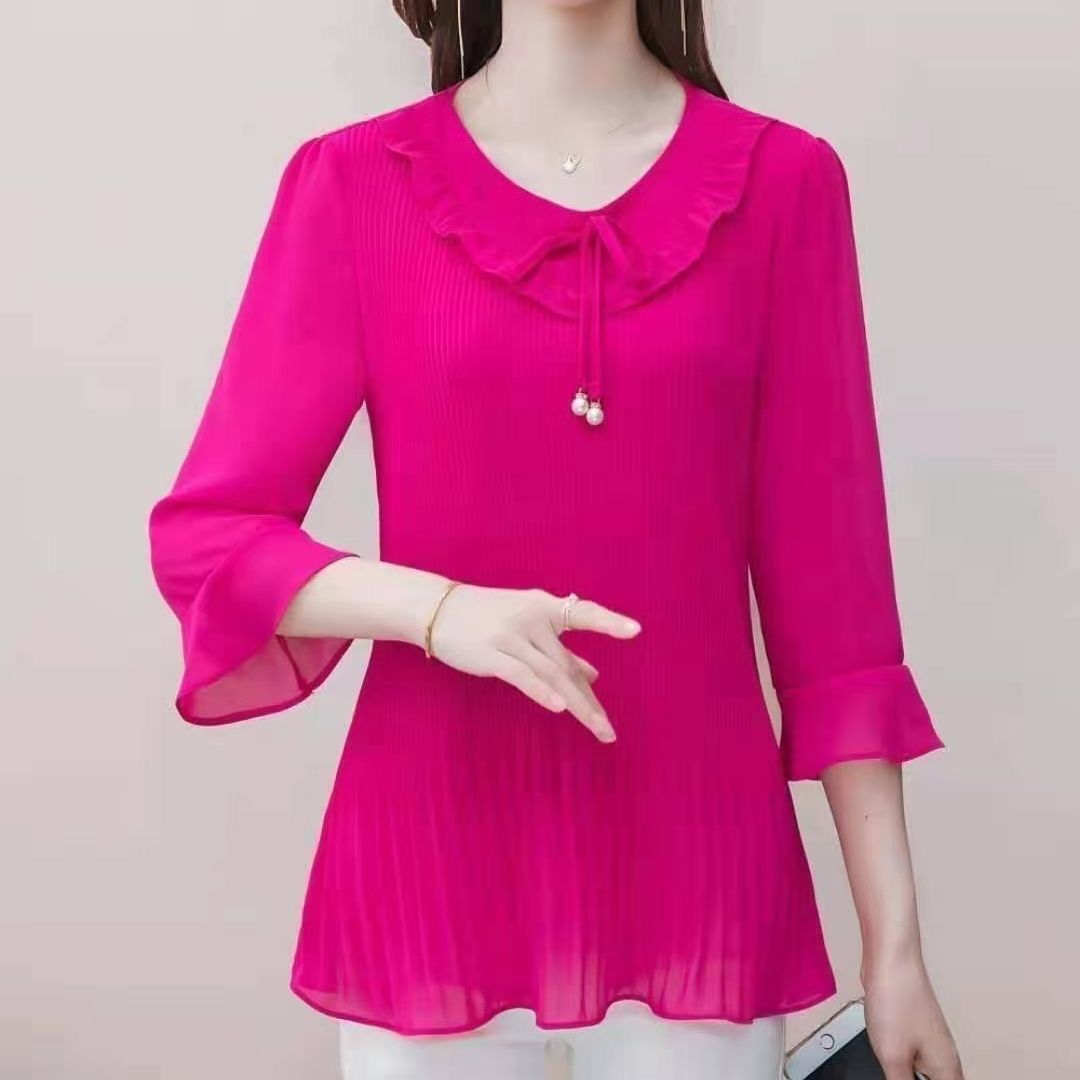 เสื้อแฟชั่นคอปกผ้าลูกไม้แบบใหม - Summer Clothing For 60 Year Old Woman บทวิจารณ์และราคา